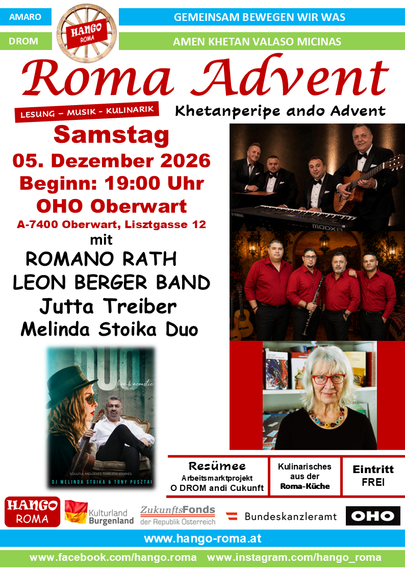 Flyer Roma Advent 2026 – Samstag, 05. Dezember 2026, 19:00 Uhr, OHO Oberwart